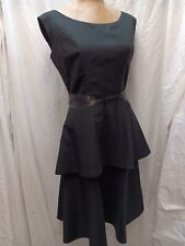 Vintage 1950's 60's Elegant Black Rayon Tiered Cocktail Dress Size M