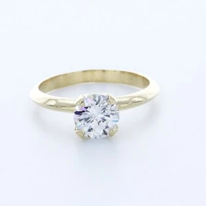 1.5CT NATURAL DIAMOND G/SI1 ROUND CUT 18K GOLD FOUR-PRONG CLASSIC SOLITAIRE RING - Picture 1 of 7