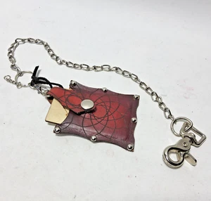 Laser cut leather wallet by me scalloped web bat shaped custom goth rockabilly - Picture 1 of 8