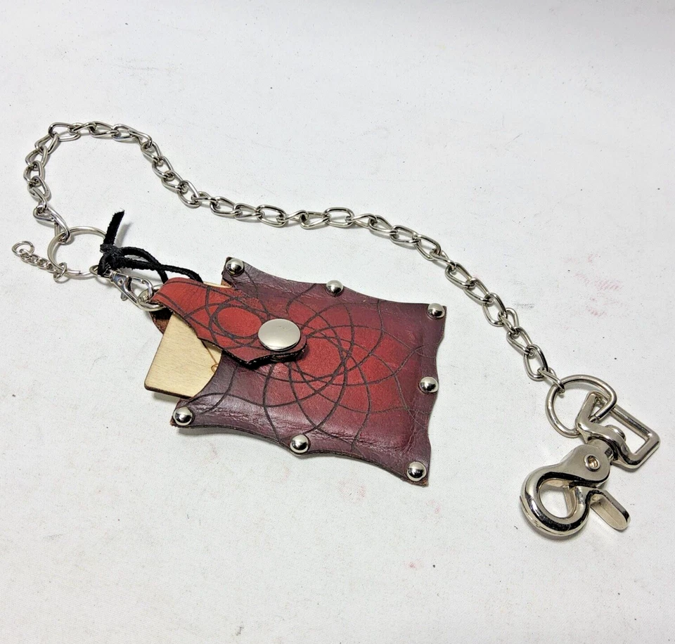 Laser cut leather wallet by me scalloped web bat shaped custom goth rockabilly - Image 1 of 4