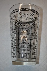 Vintage C 1960 MCM Federal Glass 7 Cocktail Drink Recipes Glass - Picture 1 of 7