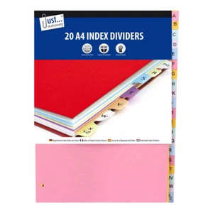 20 A-Z A4 Index Dividers Card - Punched Order Filing Strong Document Storage - Picture 1 of 1