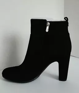 SAM EDELMAN Ankle Boots 10.5 SIANNA Black Suede Side Zip 3.75" Heel Booties NEW - Picture 1 of 12