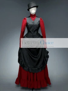 Victorian Steampunk Dark Fantasy Gothic Girl Bustle Dress Comic Con Costume 708 - Picture 1 of 8