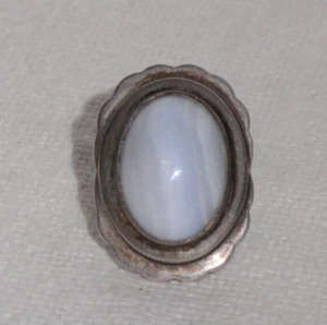 Bague femme en argent sterling ~ agate dentelle bleue ~ amérindien navajo ? ~ 3 - Photo 1/9