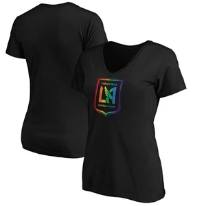 Women's Black LAFC Team Pride Logo V-Neck T-Shirt - Picture 1 of 3