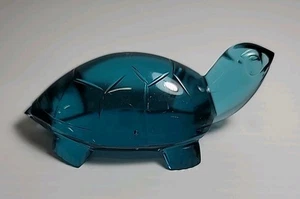 Tealish Blue Glass Turtle Paperweight - Picture 1 of 9