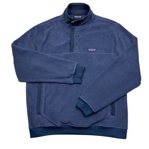 Patagonia Felpa Pullover Uomo Shearling Pile Bottone Blu Taglia M 26140 - Foto 1 di 13