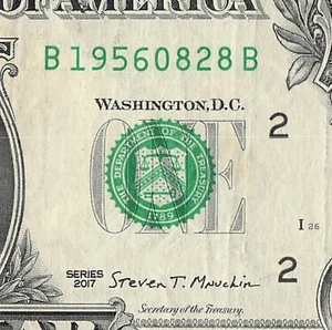 AUG 28 1956 Birthday Fancy Serial Number Date Note One Dollar Bill 08 28 1956 - Picture 1 of 11