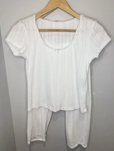 Pijama de punto de algodón blanco para mujer ZARA núcleo romántico mediano NUEVO sin etiqueta - Imagen 1 de 4