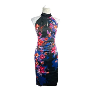 Karen Millen Multicolour Floral Halterneck Pencil Dress Women’s UK Size 10 - Picture 1 of 18