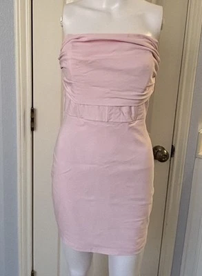 Mini Vestido Azul Rubor Rosa Sin Tirantes Bodycon Talla M Busto Acanalado Cóctel Fiesta Foto 1 de 4