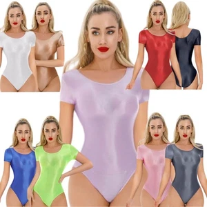 Costume da bagno donna lingerie tuta lucida unitard body taglio alto body - Foto 1 di 56