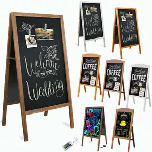 Heavy Rustic Large Wood A-Frame Magnetic LED Chalkboard Blackboard Wedding Cafe - Picture 1 of 45