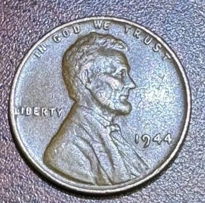 RARE 1944 Wheat Penny Error No Mint Mark “L” in Liberty Rim Error Cent Coin - Image 1 of 4