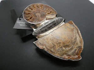 CHARLES ALBERT HUGE Dinosaur Fossil-Trilobite-Ammonite Sterling Pendant 7" - Picture 1 of 12