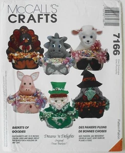 McCalls 7166 Original Treat Baskets Pig Dinosaur Lamb Witch Sewing Pattern  - Picture 1 of 1