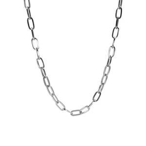 Korean Kpop Paperclip Chain Surgical Steel 10x5mm Chain Necklace 16-18 Inches - Picture 1 of 7