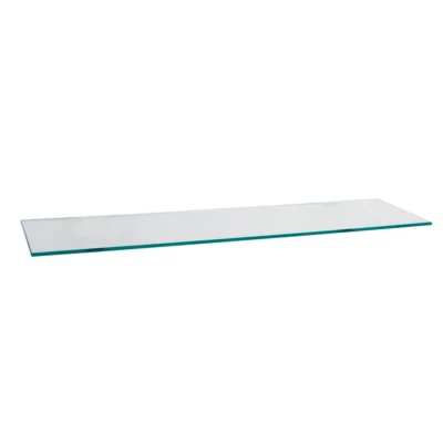 PRO SAFE GLASS 4.75" x 18" Rectangle Clear Tempered Glass Shelf - Flat Edge - 3/8" thick