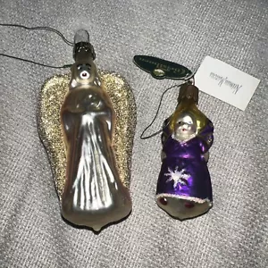 Christborn Angels 2-Christmas Ornament Hand Painted Blown Glass Germany Vintage - Picture 1 of 5