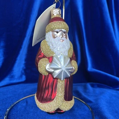 Patricia Breen 1996 copo de nieve rojo Santa adorno de Navidad con tarjeta Foto 1 de 4