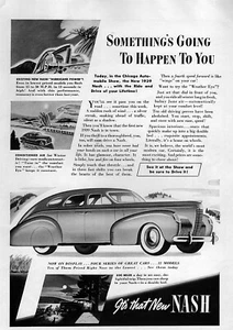Nash Ambassador 1939 sedán "Algo va a pasar" anuncio original - Imagen 1 de 1