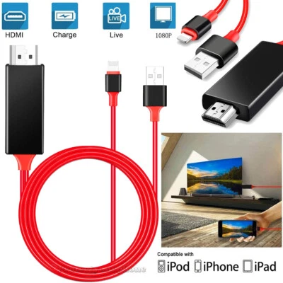 Cavo Specchio HDMI 4K Adattatore TV per Apple iPhone 14 13 12 11 XS MAX 6 7 8 Plus - Immagine 1 di 4