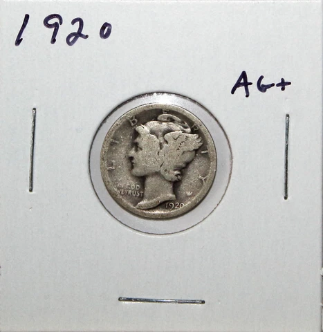 1920 US Mercury Silver Dime AG About Good Free Shipping Cover