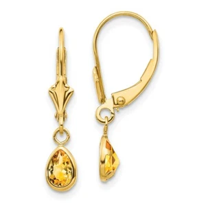 14k 6x4mm November/Citrine Earrings - Picture 1 of 3