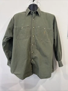 BROWNING Hunting Shirt Large Green Button Up Shooting Outdoor Corduroy - Picture 1 of 12