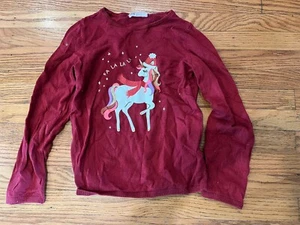 H&M Youth Girl Size 8-10 Sweater Red/Maroon Christmas Unicorn - Picture 1 of 6