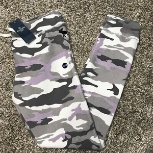 Abercrombie and Fitch Youth Girls Size: 11/12 Gray Pink White Camo Logo Leggings - Picture 1 of 12