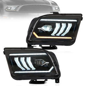 2x LED Headlights For 2005-2008 2009 Ford Mustang Projector Lamps HID Xenon DRL - Picture 1 of 12
