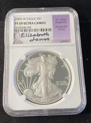 2005-W Proof American Silver Eagle NGC PF69 Ultra Cameo Elizabeth Jones Signed - Image 1 of 4
