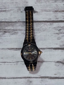 Elgin EG158N Women's Black Analog Round Date Two Tone Bracelet Style Watch - Picture 1 of 4
