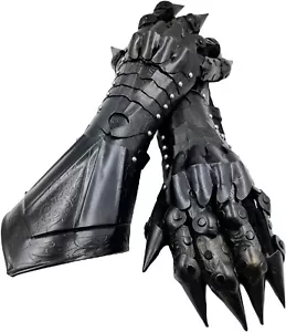 Conjunto de Guantes Usables Negros Medievales Nazgul Par Armadura Batalla Acero Armadura Guantel - Imagen 1 de 1