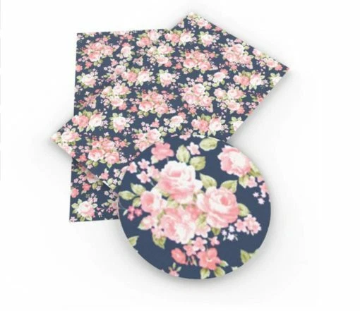 1 Hoja Imitación Cuero – 20cm x 34cm (7.9′′ x 13.4′′) – Floral – Azul Rosa Rosas Foto 1 de 1