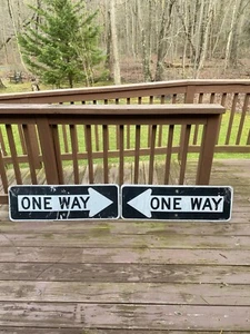 2- Street Road Sign Used. “One Way” 12” x 36” OEM Left And Right - Picture 1 of 14