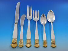 Grenada Gold Old Newbury Crafters Sterling Silver Flatware Set Service 67 pc Din