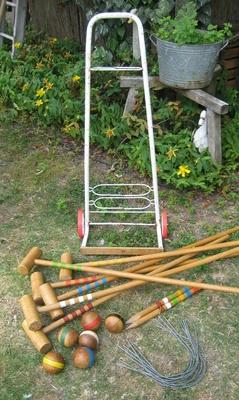 Grand  Jeu de Croquet Ancien Jardin Plein air  6 Joueurs vintage Londero - Photo 1/4