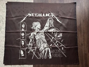 Vintage 80er METALLICA und Gerechtigkeit für alle SIEBDRUCK Banner 45” x 39” - Bild 1 von 15