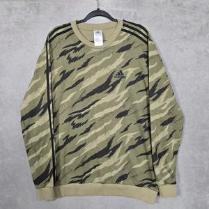 Adidas Sweatshirt Mens Large Camo crewneck Green Tiger Stripe Pullover NWOT - Picture 1 of 11