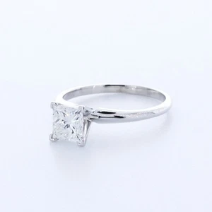 ANILLO SOLITARIO CLÁSICO DE ORO BLANCO DE 14 K PRINCESA E/VS1 DIAMANTE CREADO EN LABORATORIO 1,0 QUILATES - Imagen 1 de 3