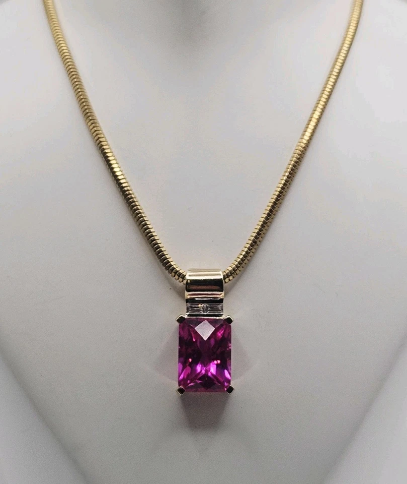 Colgante Ross Simons Plata de Ley Vermeil 10.32ct Zafiro Rosa y Blanco... Foto 1 de 4