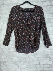 Top de seda Madewell X Sezane para mujer pequeño negro Ditsy floral caprichoso carrera - Imagen 1 de 10