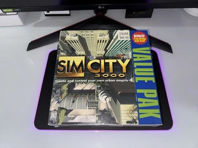 SimCity 3000 Unlimited (PC, 2000) Big Box PC Computer Video Game CIB - Value Pak - Image 1 of 4