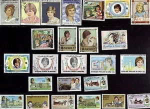25 All Different LADY DIANA (ROYALTY) ON  STAMPS - Picture 1 of 1