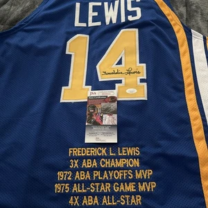 Freddie Lewis Signed ABA (1971-1974)Indiana Style Stat Jersey JSA COA. ABA GREAT - Picture 1 of 11