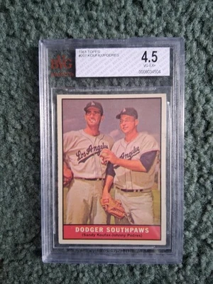 1961 TOPPS BASEBALL SET DODGER SOUTHPAWS #207 SANDY KOUFAX/PODRES BGS/BVG 4.5 - Image 1 of 2