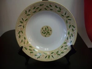 Holly,Berries,Cream Rim,GIBSON - Rimmed Soup Bowl(s) 8" - Picture 1 of 2